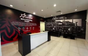 wall paper signage in office reception